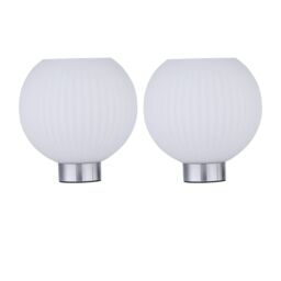 First Choice Lighting Set of 2 Betchley - Battery Operated Chrome Lamp with White Glass in Silver - thumbnail 1