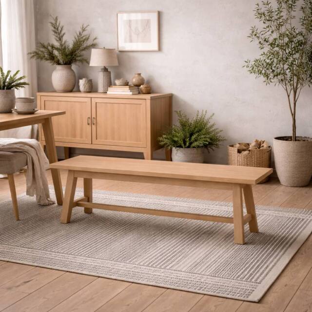 Wyld Haus Arklow Latte Wooden Bench L180 x D40 x H45cm in Natural - image 1