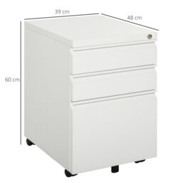 VINSETTO Mobile Vertical File Cabinet Lockable Metal Filling Cabinet w/ 3 Drawers Anti-tilt Design for Letter A4 Legal Size Fully Assembled Except - thumbnail 3