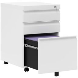VINSETTO Mobile Vertical File Cabinet Lockable Metal Filling Cabinet w/ 3 Drawers Anti-tilt Design for Letter A4 Legal Size Fully Assembled Except - thumbnail 2