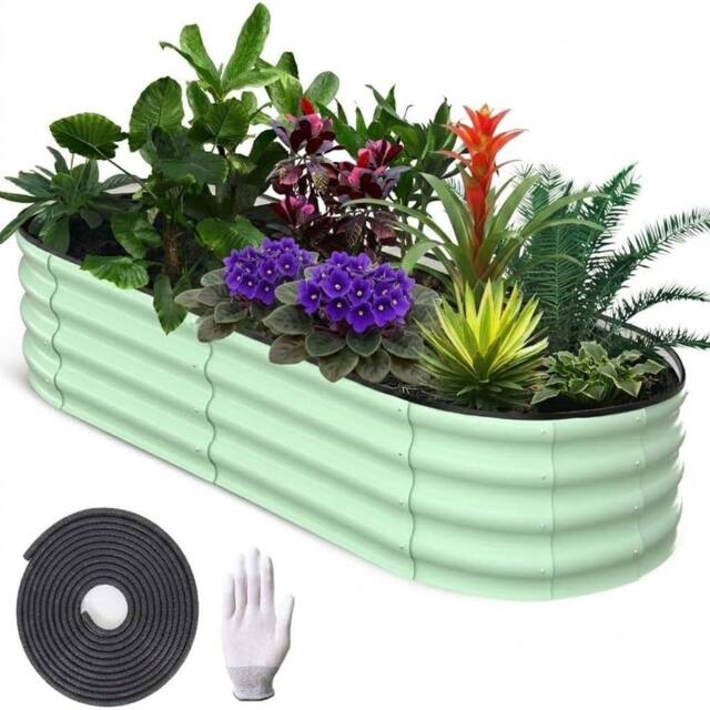 London Boutique 183x91x30cm Galvanized Steel Raised Garden Bed Outdoor Planter Boxes in Green - Size: 183 x 91 x 30 cm - image 1
