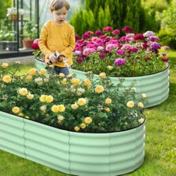 London Boutique 183x91x30cm Galvanized Steel Raised Garden Bed Outdoor Planter Boxes in Green - Size: 183 x 91 x 30 cm - thumbnail 7