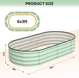 London Boutique 183x91x30cm Galvanized Steel Raised Garden Bed Outdoor Planter Boxes in Green - Size: 183 x 91 x 30 cm - thumbnail 2