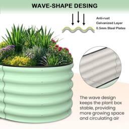 London Boutique 183x91x30cm Galvanized Steel Raised Garden Bed Outdoor Planter Boxes in Green - Size: 183 x 91 x 30 cm - thumbnail 4