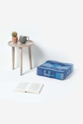 Homescapes Morocco Striped Cotton Floor Cushion in Blue - Size: 40 cm x 40 cm - thumbnail 2
