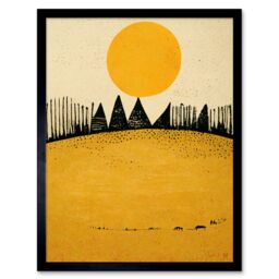 "Artery8 Wall Art Print Minimalist Tribal Abstract Dessert Yellow Painting Art Framed in Black - Size: W12"" x H16""" - thumbnail 1
