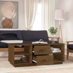 Berkfield Home Coffee Table Honey Brown 100x50x41 cm Solid Wood Pine - Size: 100 x 50 x 41 cm - thumbnail 3