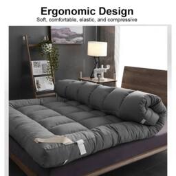 SPETLEK 10cm Mattress Topper 90X200CM in Grey - Size: Cot - thumbnail 1