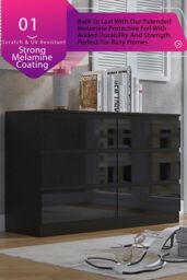 FWStyle 6 Drawer High Gloss Black Chest Of Drawers - Stora - thumbnail 2