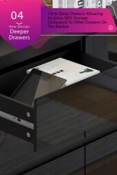 FWStyle 6 Drawer High Gloss Black Chest Of Drawers - Stora - thumbnail 5