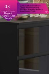 FWStyle 6 Drawer High Gloss Black Chest Of Drawers - Stora - thumbnail 4