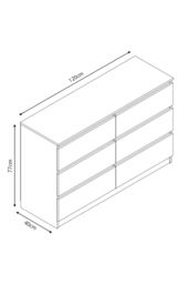 FWStyle 6 Drawer High Gloss Black Chest Of Drawers - Stora - thumbnail 6