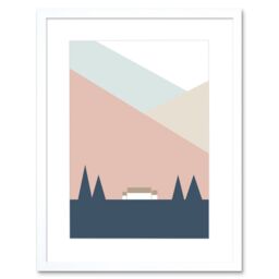 "Artery8 Wall Art Print Pastel Geometric Shapes Scotland Scottish Highland Croft Home Framed Art in White - Size: W7"" x H9""" - thumbnail 1