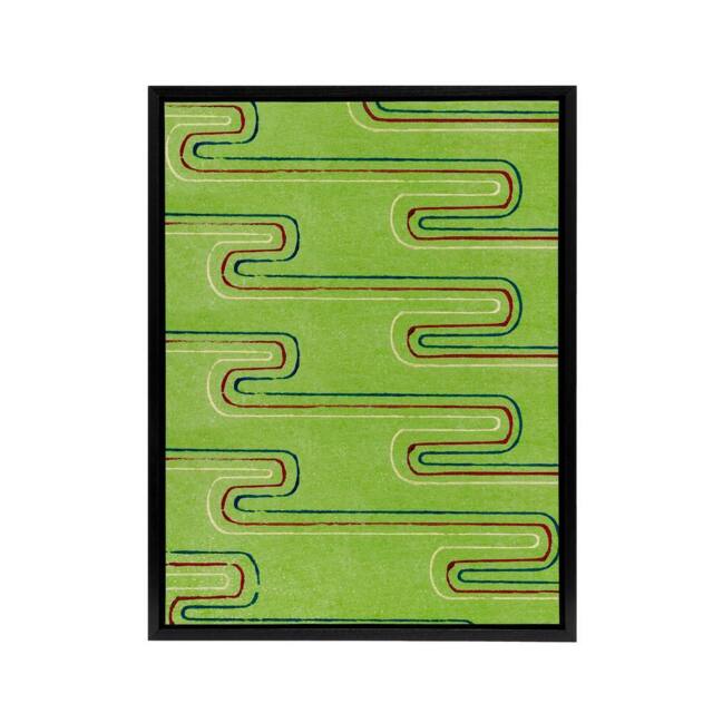 "Artery8 Green Red Line Textile Pattern Framed Canvas Wall Art Print Furuya Korin - Size: W12"" x H16""" - image 1