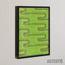 "Artery8 Green Red Line Textile Pattern Framed Canvas Wall Art Print Furuya Korin - Size: W12"" x H16""" - thumbnail 2