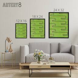"Artery8 Green Red Line Textile Pattern Framed Canvas Wall Art Print Furuya Korin - Size: W12"" x H16""" - thumbnail 4
