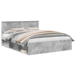 Berkfield Home Bed Frame with Headboard Concerte 160 x 200 cm Solid Pine Wood in Grey - thumbnail 2