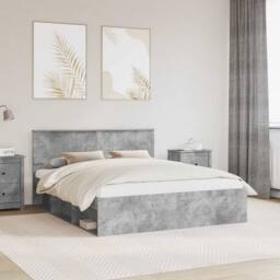 Berkfield Home Bed Frame with Headboard Concerte 160 x 200 cm Solid Pine Wood in Grey - thumbnail 1