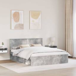 Berkfield Home Bed Frame with Headboard Concerte 160 x 200 cm Solid Pine Wood in Grey - thumbnail 3