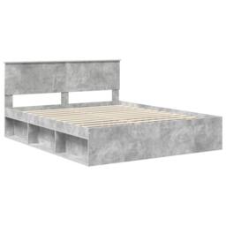 Berkfield Home Bed Frame with Headboard Concerte 160 x 200 cm Solid Pine Wood in Grey - thumbnail 4