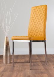 FurnitureboxUK Carson White Marble Effect Dining Table & 6 Milan Chrome Leg Chairs in Mustard - thumbnail 9
