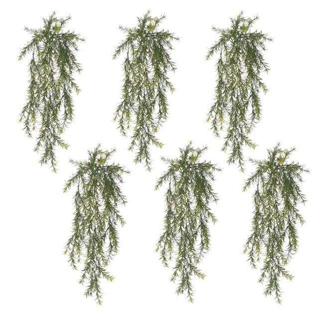 Leaf Artificial Hanging Trailing Plant UV Fire Resistant Spider Fern 78cm Pack of 6 in Green - image 1