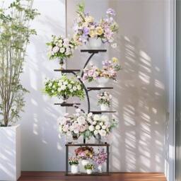 Kelvenix 7 Tiered Indoor Curved Plant Stand in Black - thumbnail 1