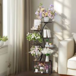 Kelvenix 7 Tiered Indoor Curved Plant Stand in Black - thumbnail 3