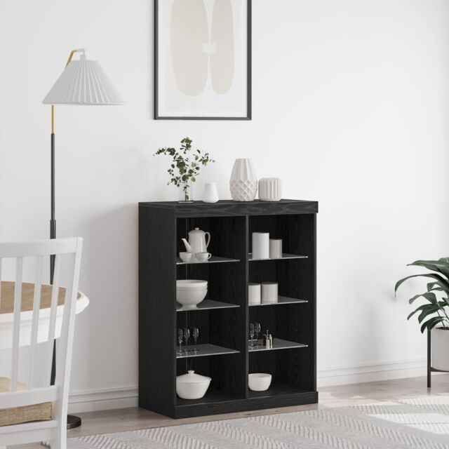 Berkfield Home Sideboard with LED Lights Black Oak 41x37x100 cm - Size: 41 x 37 x 100 cm - image 1