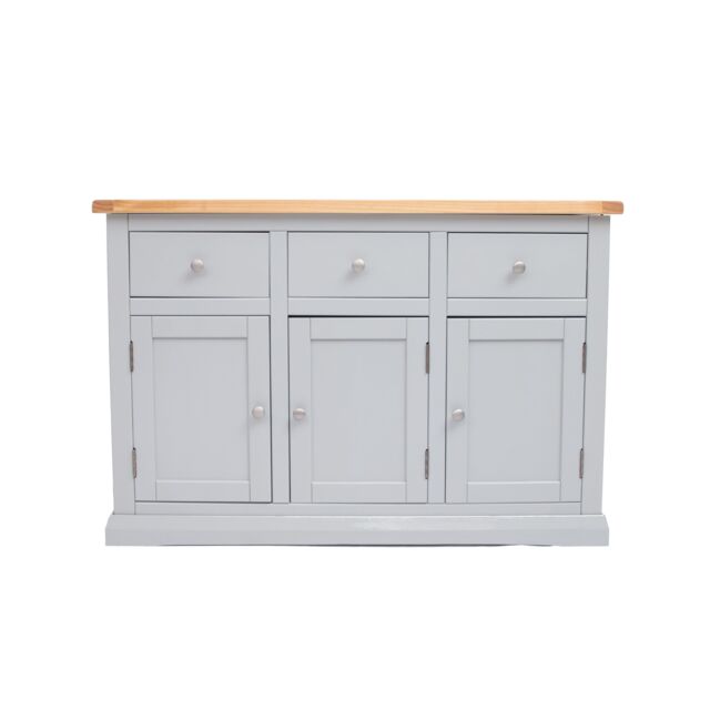 Cabinet Bits Loreo Light Grey 3 Drawer 3 Door Sideboard Chrome Knob - image 1
