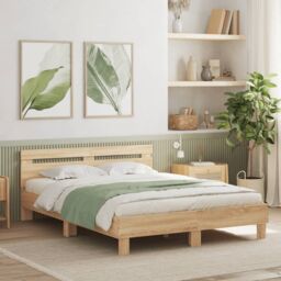 Berkfield Home Bed Frame without Mattress Sonoma Oak 150x200 cm King Size in Brown - thumbnail 1