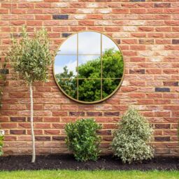"MirrorOutlet Gold Metal Frame Round Garden Wall Mirror 39"" x 39"" (100x100CM) - Size: 1 Pack" - thumbnail 6