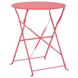 Wyld and Coco Prestige 3 Piece Red Metal Folding Bistro Set Slatted Outdoor - thumbnail 5