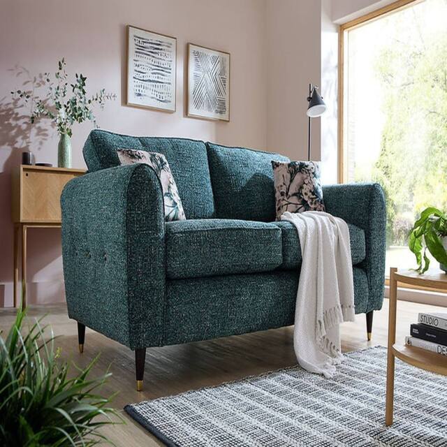 Stratus Interiors Valencia Mid-Century Fabric Sofa in Odyssey Amazonite Teal-2 Seater in Teal - image 1