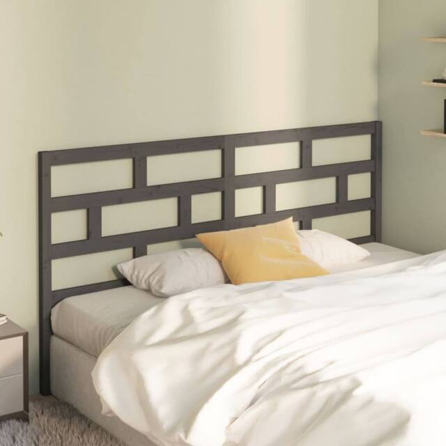 Berkfield Home Beautiful Bed Headboard Grey 186x4x100 cm Solid Wood Pine - Size: 186 x 4 x 100 cm - image 1