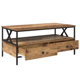 Berkfield Home Modern Coffee Table Old wood 100 x 51 x 45 cm Engineered wood in Brown - thumbnail 5