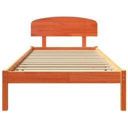 Berkfield Home Traditional Bed Frame with Headboard Wax Brown 75x190 cm Solid Wo - thumbnail 5