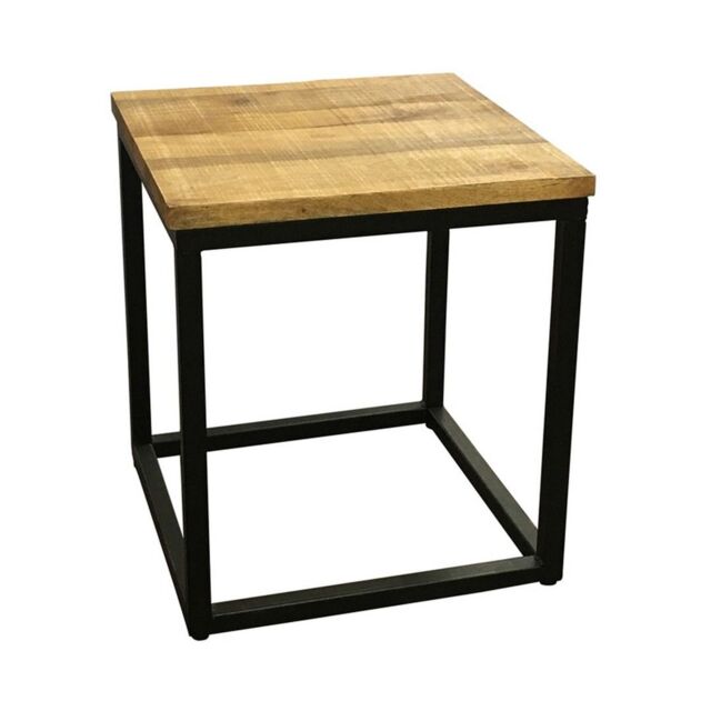 Jaipur Furniture Ltd Industrial Side Table - Sawn Finish - Mango Wood/Iron - L45 x W45 x H50 cm - PP Sawn Finish in Brown - image 1