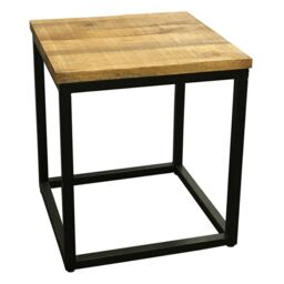 Jaipur Furniture Ltd Industrial Side Table - Sawn Finish - Mango Wood/Iron - L45 x W45 x H50 cm - PP Sawn Finish in Brown - thumbnail 2
