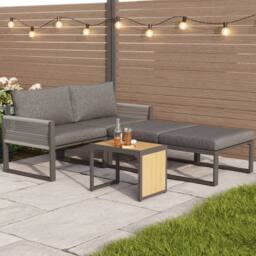 Matteo Grey 2-4 Seater Modular Garden Furniture Set, Plastic Wood Table - thumbnail 7