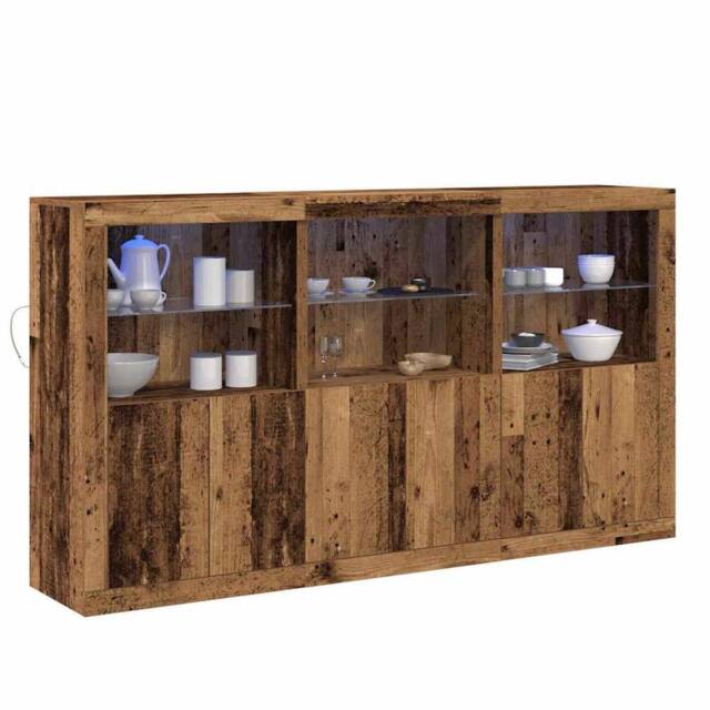 Berkfield Home Sideboard with LED Lights Old Wood 181.5x37x100 cm Engineered Wood in Brown - image 1