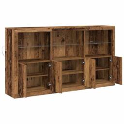 Berkfield Home Sideboard with LED Lights Old Wood 181.5x37x100 cm Engineered Wood in Brown - thumbnail 7