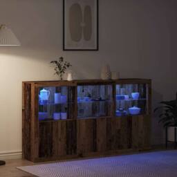 Berkfield Home Sideboard with LED Lights Old Wood 181.5x37x100 cm Engineered Wood in Brown - thumbnail 5