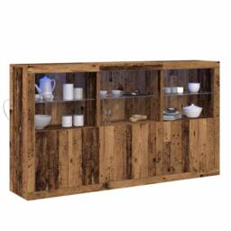 Berkfield Home Sideboard with LED Lights Old Wood 181.5x37x100 cm Engineered Wood in Brown - thumbnail 1