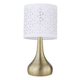 First Choice Lighting Romana - Antique Brass Touch Table Lamp with White Laser Cut Shade in Bronze - thumbnail 2