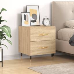 Berkfield Home Modern Bedside Cabinet Sonoma Oak 40x35x47.5 cm Engineered Wood in Tan - thumbnail 2