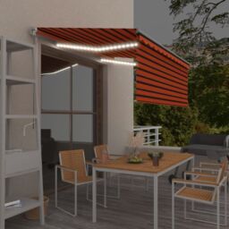 Berkfield Home Manual Retractable Awning with Blind&LED 3.5x2.5m Orange&Brown - thumbnail 1