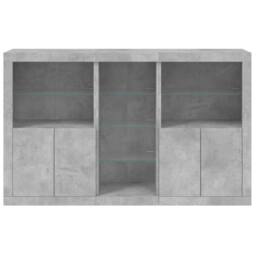 Berkfield Home Sideboard with LED Lights Concrete Grey 162x37x100 cm - Size: 162 x 37 x 100 cm - thumbnail 6