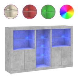 Berkfield Home Sideboard with LED Lights Concrete Grey 162x37x100 cm - Size: 162 x 37 x 100 cm - thumbnail 1