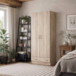 Wyld Haus Berlin Slim 2 Door Wardrobe with 1 Drawer Natural